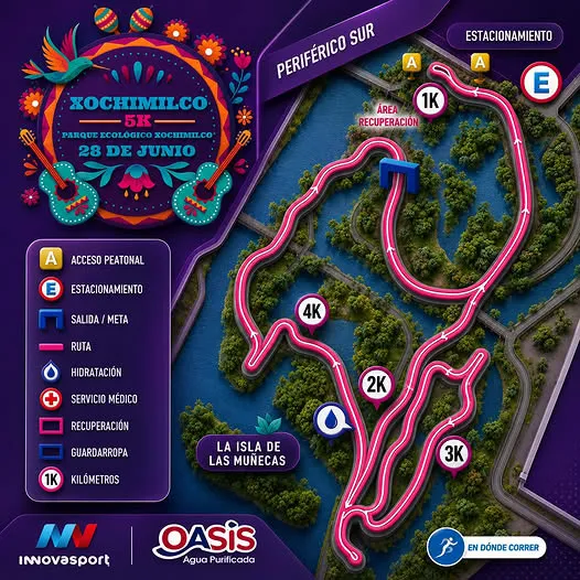 Ruta 5k Carrera Xochimilco 5K CDMX 2026