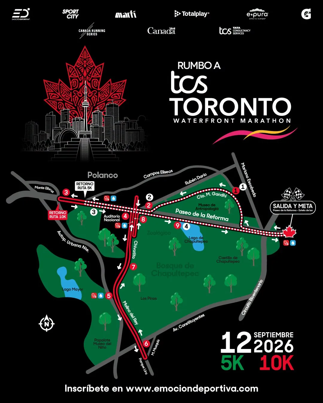 Ruta de Rumbo a Toronto Waterfront Marathon 2026 · imagen 1